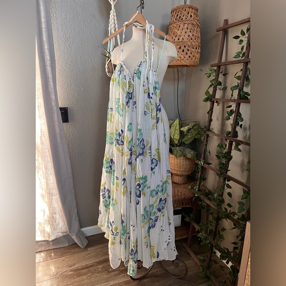 ▪️ Free People Flora Fabuloso Halter Tropical Braided Details Maxi Dress M - Picture 5 of 9